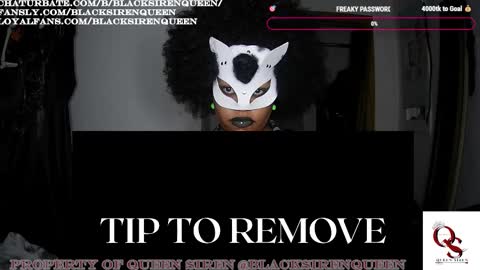 Snapshot of blacksirenqueen chatting on October 2025 10:10:01 AM Queen Siren online show from October 2025 10:10:01 AM