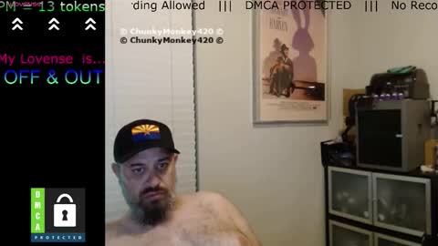 Snapshot of chunkymonkey420 chatting on March 2026 05:02:01 AM Spencer Smokey Bear online show from March 2026 05:02:01 AM